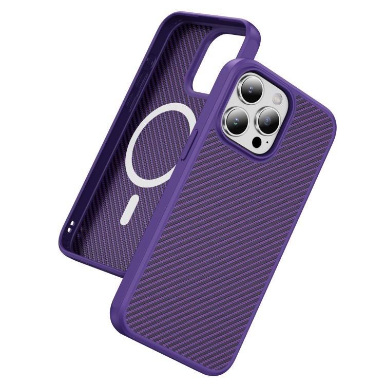 Funda MagSafe con textura de fibra de carbono y tacto suave para iPhone 15 Pro Max (morado)