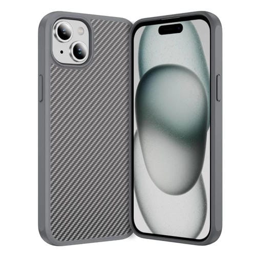 For iPhone 15 Plus Carbon Fiber Texture Skin-feel MagSafe Phone Case(Grey)
