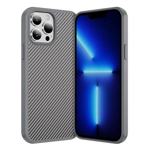Funda MagSafe con textura de fibra de carbono y tacto suave para iPhone 13 Pro Max (gris)