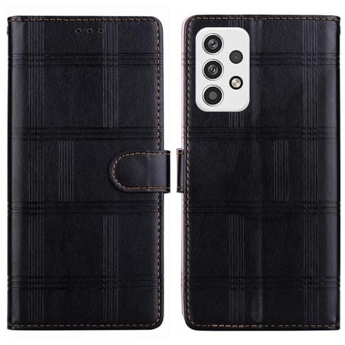 Funda de cuero con relieve a cuadros para Samsung Galaxy A13 4G/5G (negra)