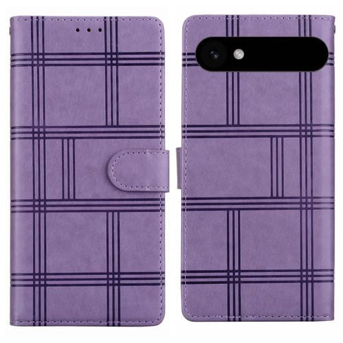 Funda de cuero con relieve a cuadros para iPhone 17 (morado)
