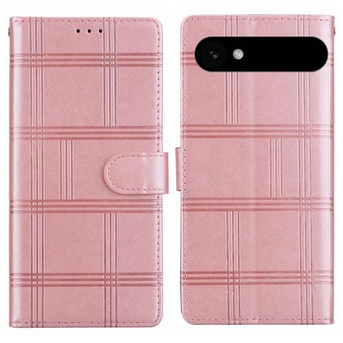 Funda de cuero con relieve a cuadros para iPhone 17 (rosa)