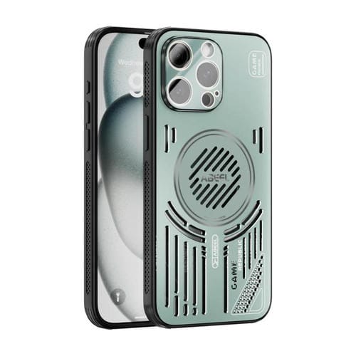 Funda ABEEL Ice Fox Series con disipador de calor magnético para iPhone 15 Pro (verde claro)