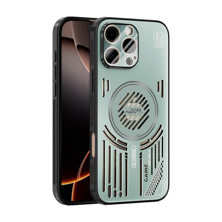 Funda ABEEL Ice Fox Series con disipador de calor Magsafe para iPhone 16 Pro Max (verde claro)