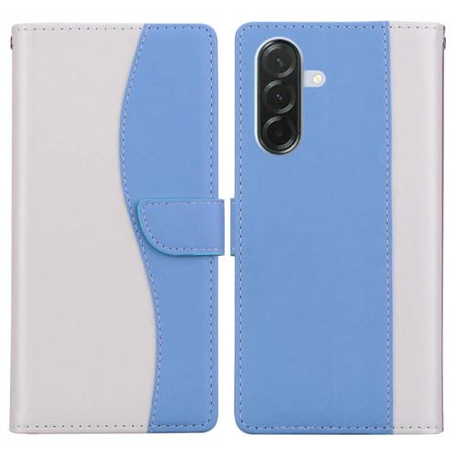 Funda de cuero bicolor con relieve para Samsung Galaxy A26 5G (blanco y azul)