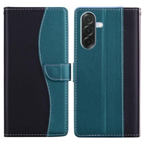 Funda de cuero bicolor con relieve para Samsung Galaxy A26 5G (negro y verde)