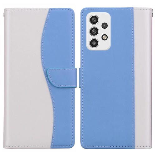 Funda de cuero bicolor con relieve para Samsung Galaxy A23 5G (blanco y azul)