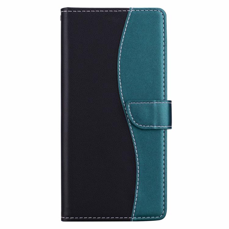 Funda de cuero bicolor con relieve para iPhone 16 Pro Max (negro y verde)