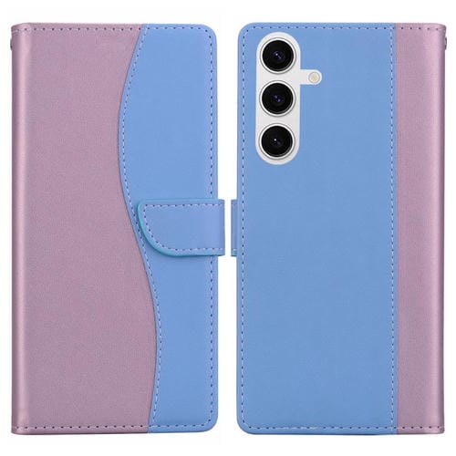 Funda de cuero bicolor con relieve para Samsung Galaxy S23+ 5G (rosa y azul)