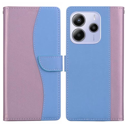 Funda de cuero bicolor con relieve para Redmi Note 14 4G (164,84 mm) (rosa y azul)