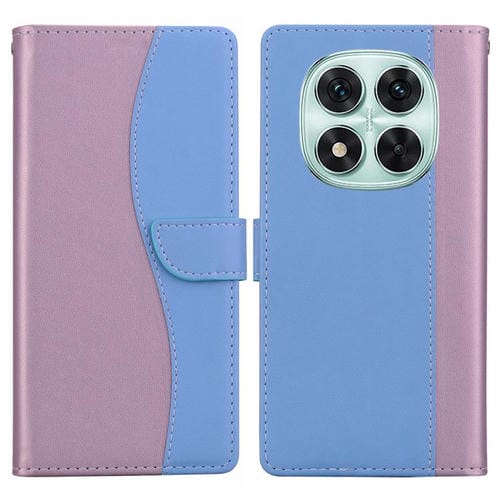 Funda de cuero bicolor con relieve para Redmi Note 14 Pro 4G/5G (rosa y azul)