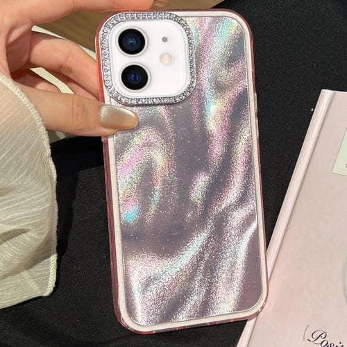 Funda 3 en 1 con diseño de arena movediza y marco de diamante para iPhone 11 (rosa)