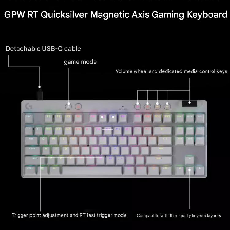 Teclado inalámbrico Logitech G PRO X TKL RAPID con interruptores magnéticos (Negro)
