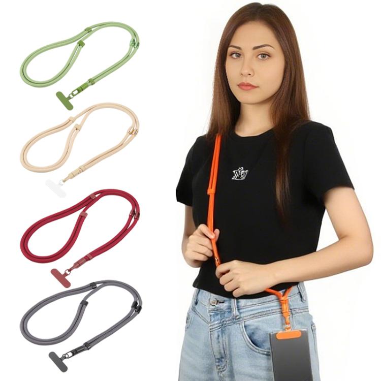 7mm 3 in 1 Threaded Adjustable Crossbody Mobile Phone Lanyard(Dark Purple)