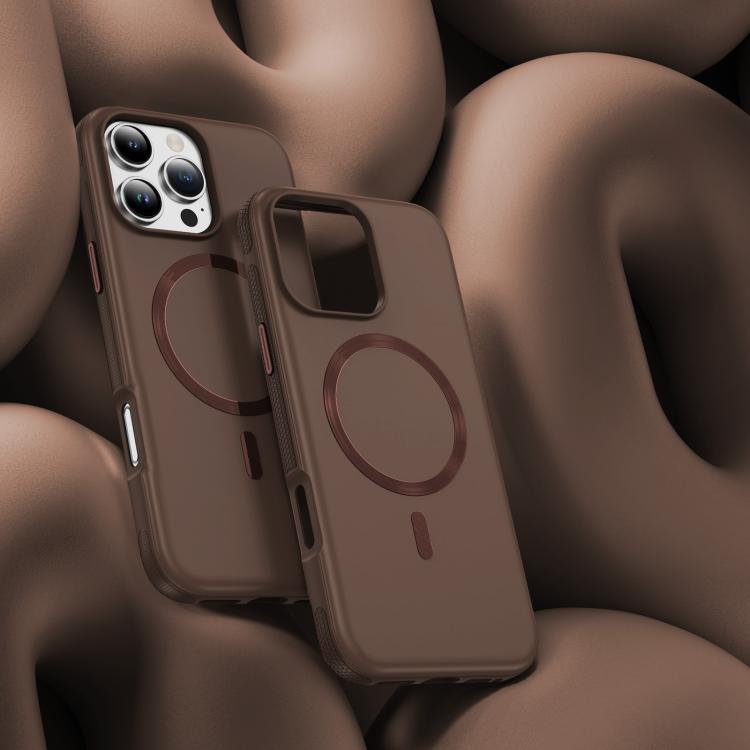 For iPhone 16 Pro Max Imitation Original CD Texture Magsafe PC Hybrid TPU Phone Case(Coffee)