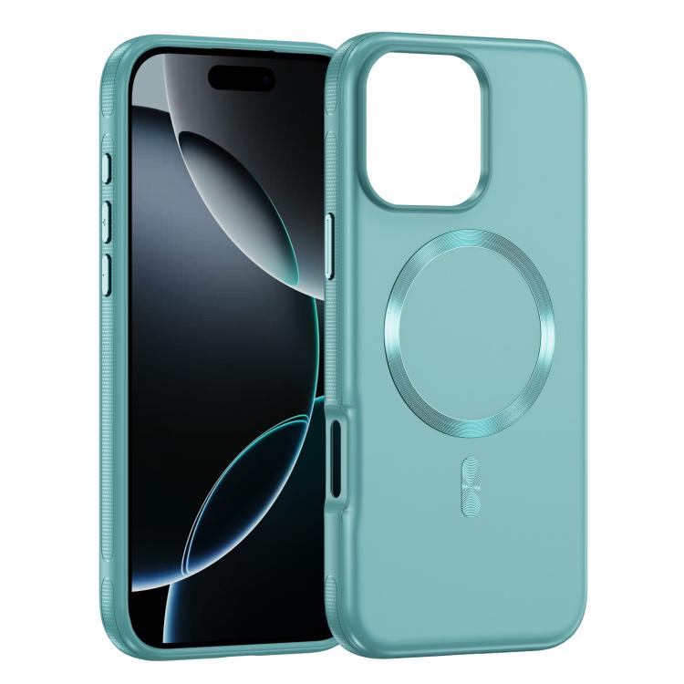 For iPhone 16 Pro Max Imitation Original CD Texture Magsafe PC Hybrid TPU Phone Case(Light Blue)