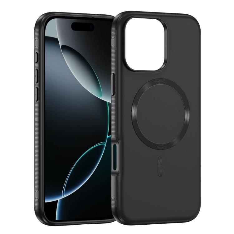 Funda hĂbrida de TPU y PC Magsafe con textura de CD original para iPhone 16 Pro (negra)