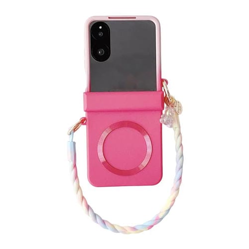 Funda de TPU MagSafe con hebilla lateral integrada y pulsera para Xiaomi Mix (rosa y rojo rosa)