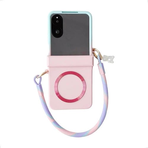 Funda de TPU MagSafe con hebilla lateral integrada y pulsera para Xiaomi Mix (azul y rosa)