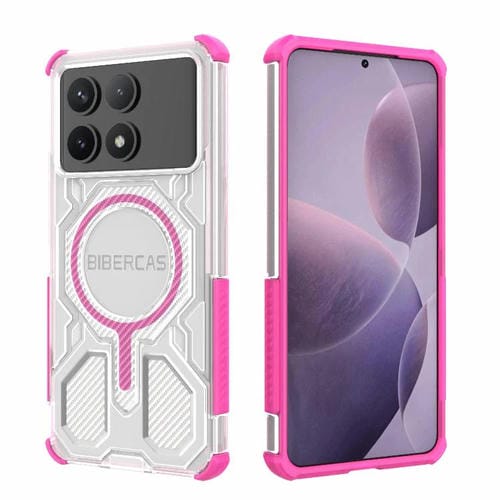 Funda BIBERCAS transparente con bolsa de aire MagSafe para Redmi K70 (rosa)