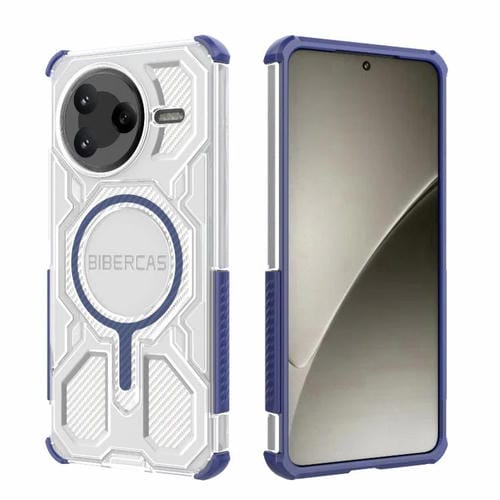 Funda BIBERCAS transparente con diseño de bolsa de aire MagSafe para Redmi K80 (azul)
