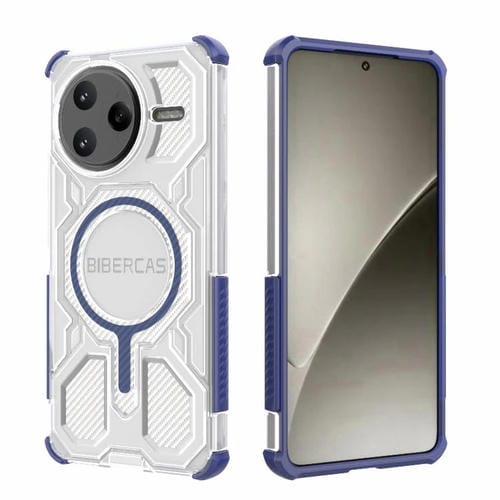 Funda BIBERCAS transparente con diseño de bolsa de aire MagSafe para Redmi K80 Pro (azul)