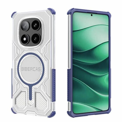 Funda BIBERCAS transparente con protección MagSafe Airbag para Redmi Note 14 Pro 5G (azul)