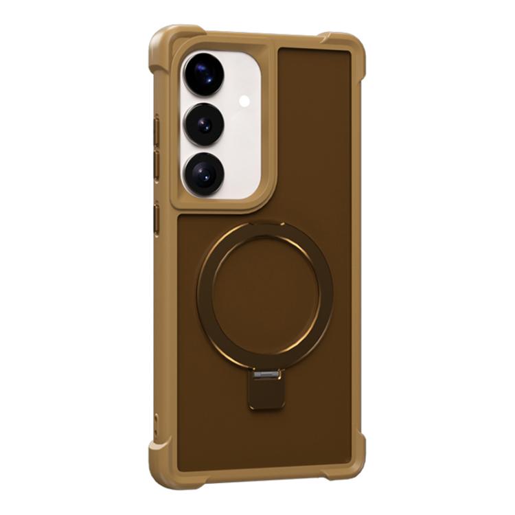 Funda MagSafe de cuatro esquinas a prueba de golpes para Samsung Galaxy S25/S24 5G (dorada)