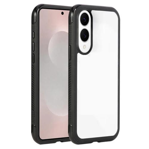 Funda de TPU acrílico transparente con borde liso para Samsung Galaxy S25 Edge 5G (negro)