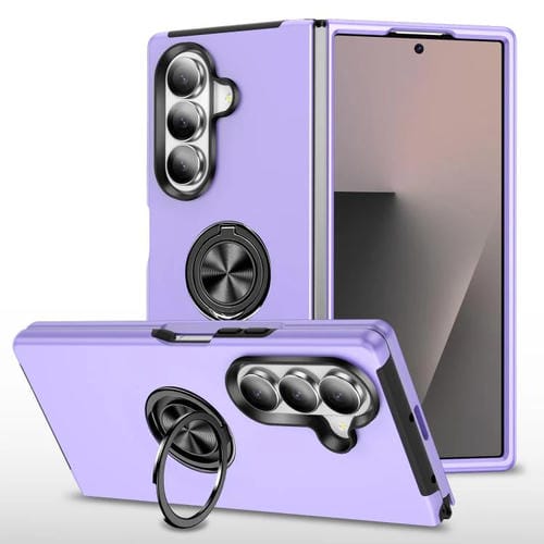 Funda magnética de PC + TPU para Samsung Galaxy Z Fold7 5G con anillo invisible (morado)