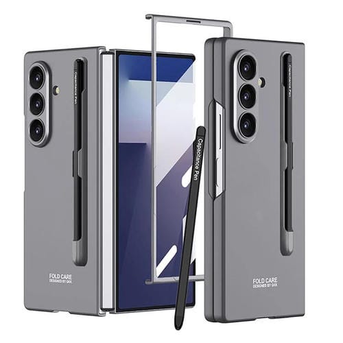 Funda ultrafina GKK para Samsung Galaxy Z Fold7 5G con ranura para bolígrafo (no incluye bolígrafo) (gris)