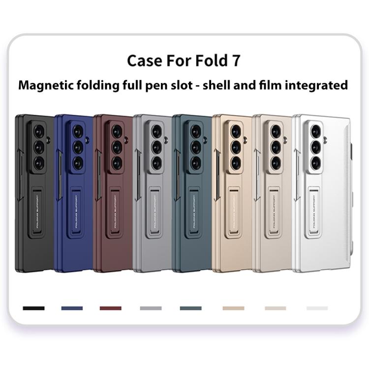 Funda plegable magnĂ©tica GKK para Samsung Galaxy Z Fold7 5G con ranura para bolĂgrafo (verde)