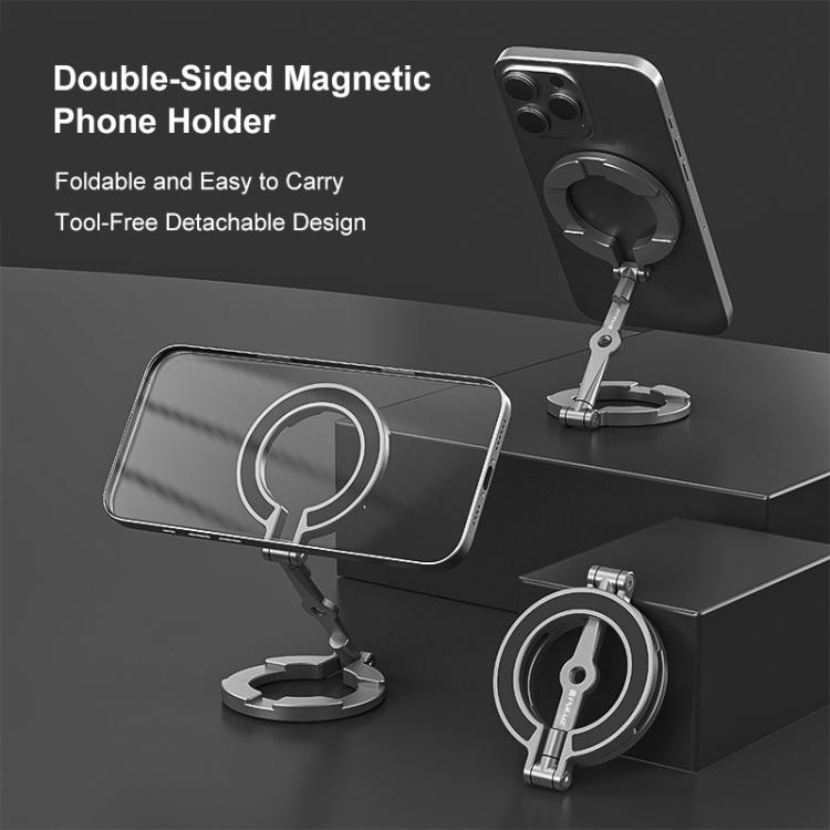 Soporte magnético plegable para teléfono MagSafe de doble cabezal (negro)