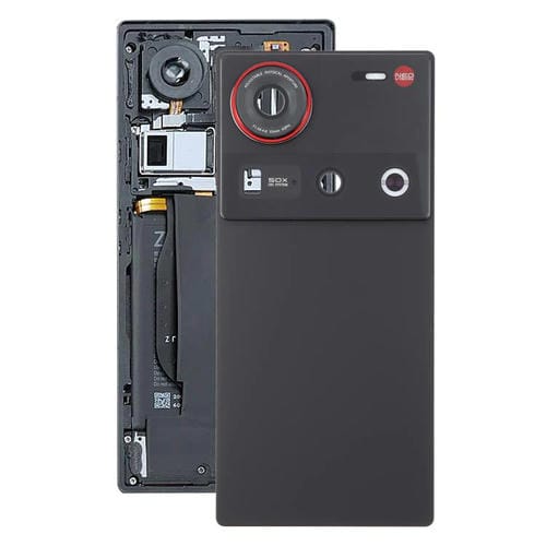 Glasrückseite der Batterieabdeckung mit Objektivabdeckung für die Kamera für ZTE Nubia Z70 Ultra NX733J NX736J (Schwarz)