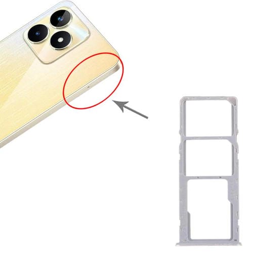 Bandejas para tarjeta SIM original Realme Narzo N53 4G (10 unidades) + bandeja para tarjeta SIM + bandeja para tarjeta Micro SD (dorada)