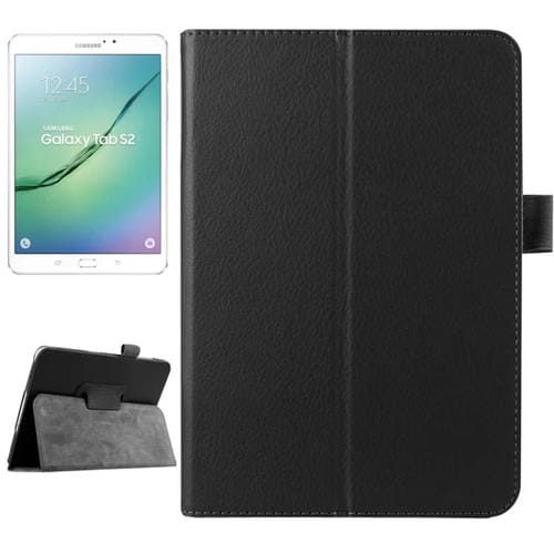 Funda De Cuero Inteligente Litchi Texture Para Galaxy Tab S2 8.0 T715 Con Tapa Horizontal Soporte Plegable Y Función Reposo (Negro)