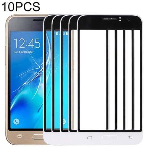 Verre Lentille Extérieure Écran Avant Samsung Galaxy J1/J120 (10 Pièces) (Blanc)