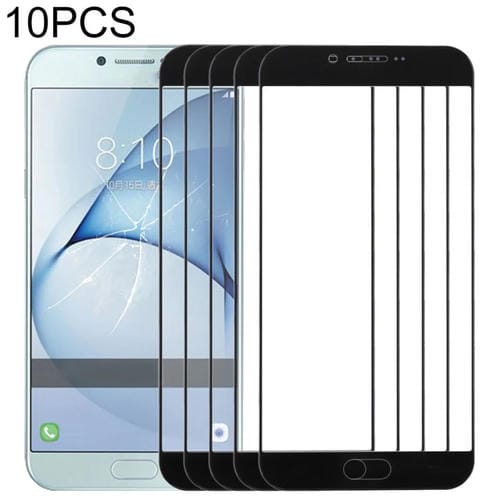 Glaslinse Frontbildschirm Samsung Galaxy A8/A810, (10 StĂŒck) (Schwarz)