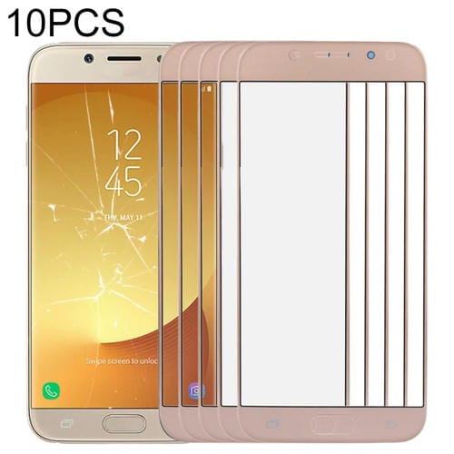 Verre de protection d'écran extérieur Samsung Galaxy J7 / J730 (Or) - Pack de (10 pièces)
