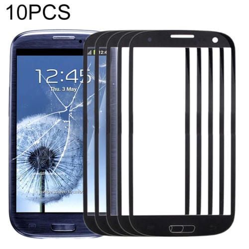 Frontglasbildschirm Samsung Galaxy S3/i9300 (2013) (Schwarz) Äußere Linse 10 Stück