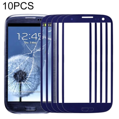 Frontbildschirm Samsung Galaxy S3/i9300 Außenglaslinse (Blau) 10 Stück