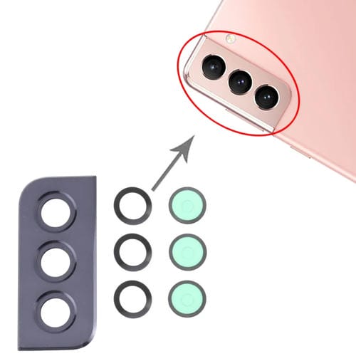 Tampa da Lente da Câmara Samsung Galaxy S21 5G SM-G991 (10 Peças) (Preto)