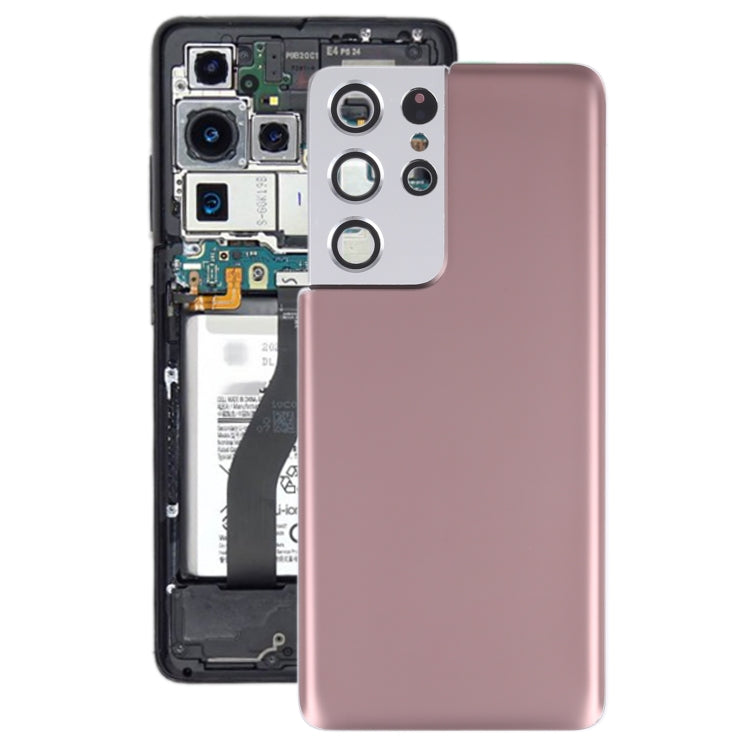 Tapa trasera de la batería con la cubierta de la lente de la cámara para Samsung Galaxy S21 Ultra 5G (Brown)