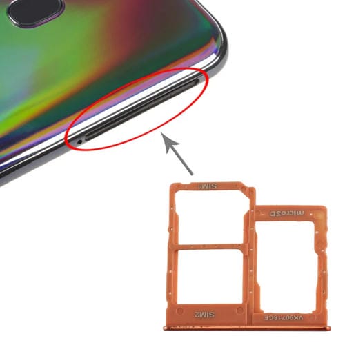 Vassoio della scheda SIM e Micro SD Samsung Galaxy A40 (Arancione)