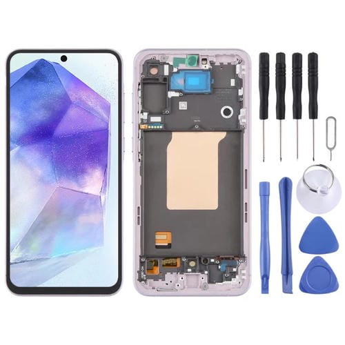 Schermo LCD OLED Digitalizzatore Completo con Cornice Samsung Galaxy A55 SM-A556B (Rosa)