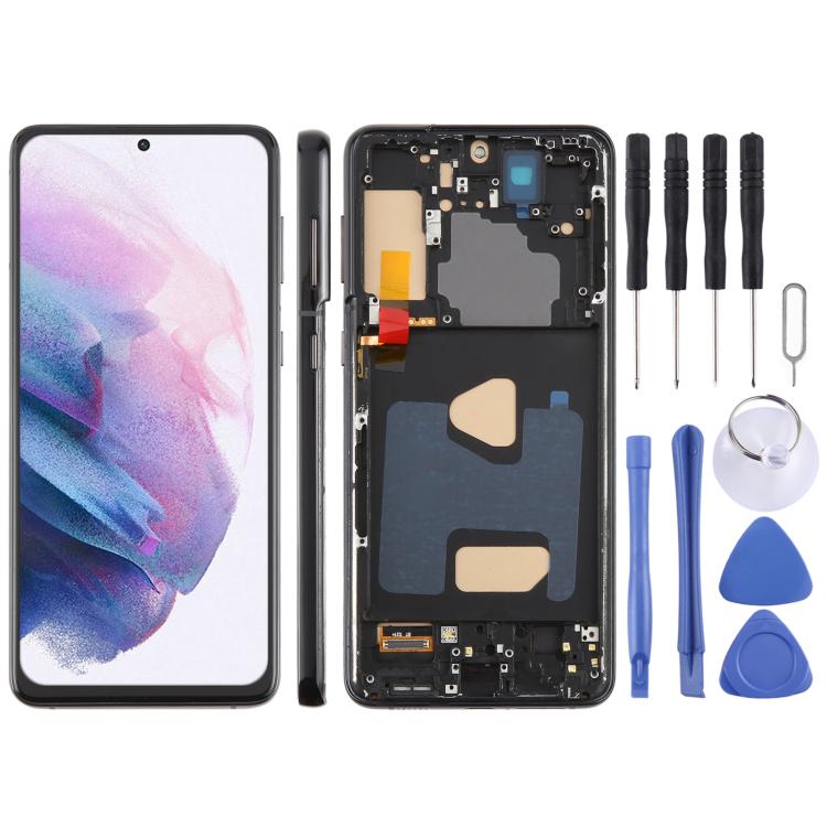 Pantalla LCD TFT de 6,58 pulgadas para Samsung Galaxy S21+ SM-G996B, digitalizador completo con marco, sin identificación de huellas dactilares (negro)