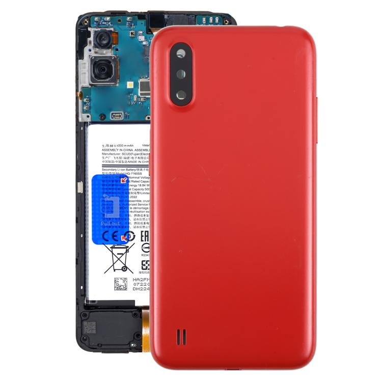 Carcasa trasera con tapa para lente de cámara para Samsung Galaxy A01 SM-A015F (roja)