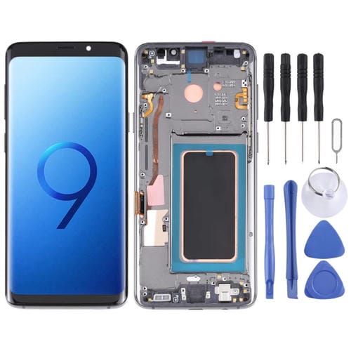 Schermo LCD Super AMOLED Samsung Galaxy S9 con Cornice (Grigio)