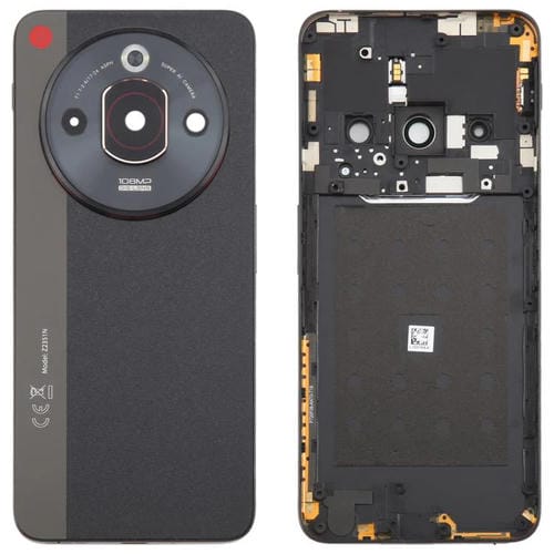 Back Glass Battery Cover with Central Frame and Camera Lens Cover ZTE Nubia Focus Pro Z2351N (Black)