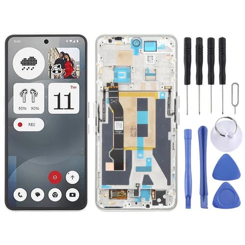 Full Screen Original AMOLED Nothing Phone 3A A059 with Frame (White)